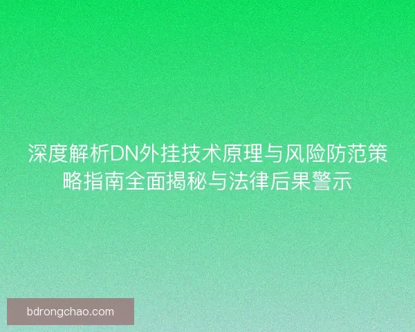 深度解析DN外挂技术原理与风险防范策略指南全面揭秘与法律后果警示